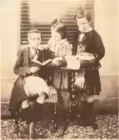Free download [Colin and Horatio Ross Reading with Jessie Macrae] free photo or picture to be edited with GIMP online image editor
